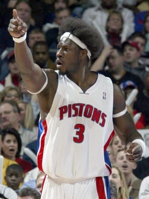 Ben Wallace is animated about which way a call should go during the Pistons' 108-99 win against the Orlando Magic at the Palace on Jan. 3, 2006.