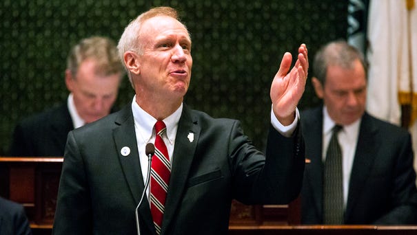 Illinois Gov. Bruce Rauner delivers his State of...