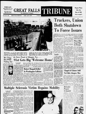 Front cover of the Great Falls Tribune on Sunday, April 9, 1967.