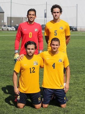 There is quite an international flavor to Schoolcraft College's men's soccer team. Four of the key players are from Venezuela, including (top, from left) goalie Juan Gomez, Carlos Martinez; (bottom, from left) Mikel Ibanez, Carlos Valbuena.