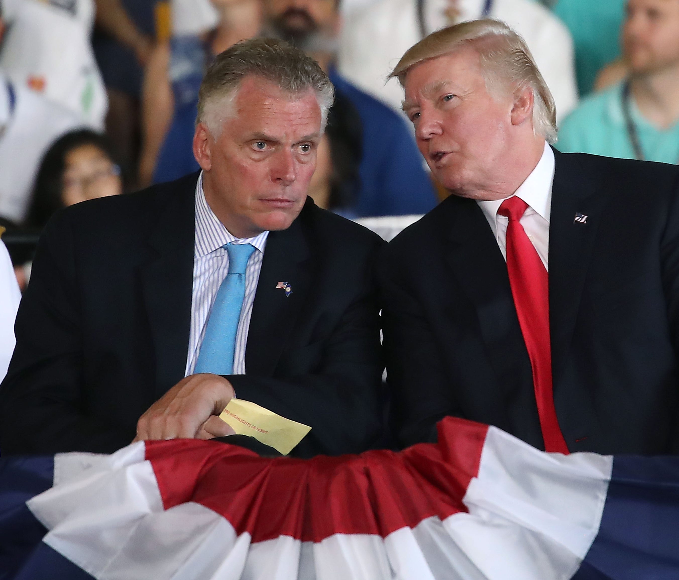 Virginia Gov. Terry McAuliffe, left, with President Trump