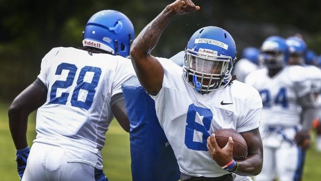 University of Memphis running back Darrell Henderson during a practice game in Jackson on Aug. 13.