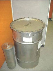 Containers used to ship and store plutonium like this