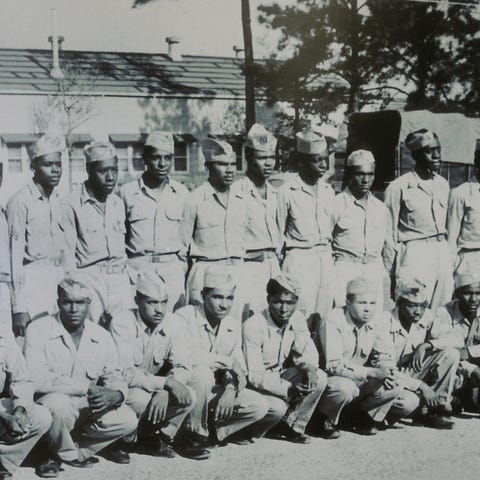 This image of Tuskegee airmen is on display in the