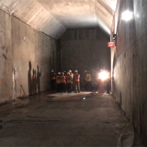 Part of a $235-million, 1,000-foot-long Amtrak con