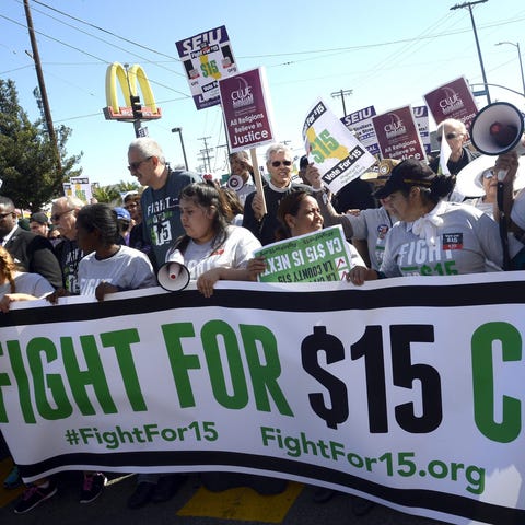 Fast-food workers have been demanding base pay of 