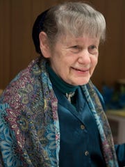 Charlotte Hafer volunteers her time at Grandview elementary working with students with reading comprehension and math on Tuesday, April, 19, 2016. Hafer was a teacher for 41 years in the Chambersburg school district and never missed a day of work.