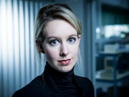 Elizabeth Holmes at Theranos headquarters in Palo Alto,