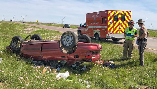 This rollover accident on U.S. 287 in Wilbarger County seriously injured a woman Monday afternoon