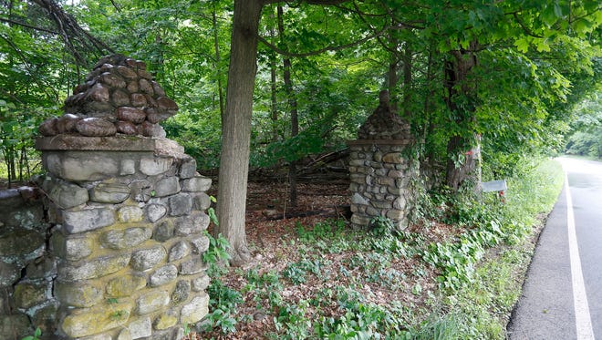 A stone fence at the entrance to the Konnight property at 163 W. Maple Ave. in Monsey