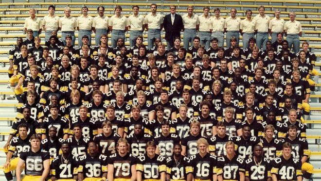 New Wolf Pack football coach Jay Norvell (No. 45, third from left in the second to last row) was one of the nine members of the 1985 Iowa team (staff and players) to become an FBS head coach.