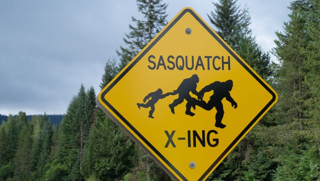 Sasquatch crossing sign in the Oregon wilderness