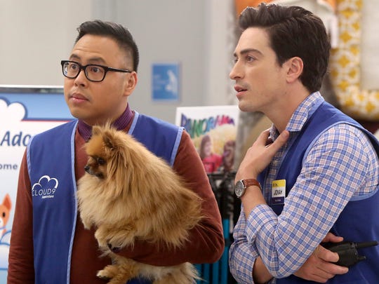 Mateo (Nico Santos), seen with "Superstore" colleague Jonah (Ben Feldman), right, was detained by ICE agents in the Season 4 finale because of his status as an undocumented immigrant. A new study of immigration depictions on scripted TV shows focused on 'Superstore,' 'Madam Secretary' and 'Orange Is the New Black.'