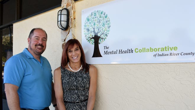 The Mental Health Collaborative Executive Director Brett Hall with Clinical Specialist Patty Oliver outside the new office at 2345 14th Ave., Suite 5, in Vero Beach.