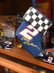 A NASCAR Christmas stocking, part of Donna Brunow's