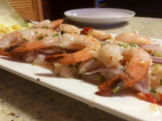 Fish and shrimp ceviche from Aji Limon in south Cape