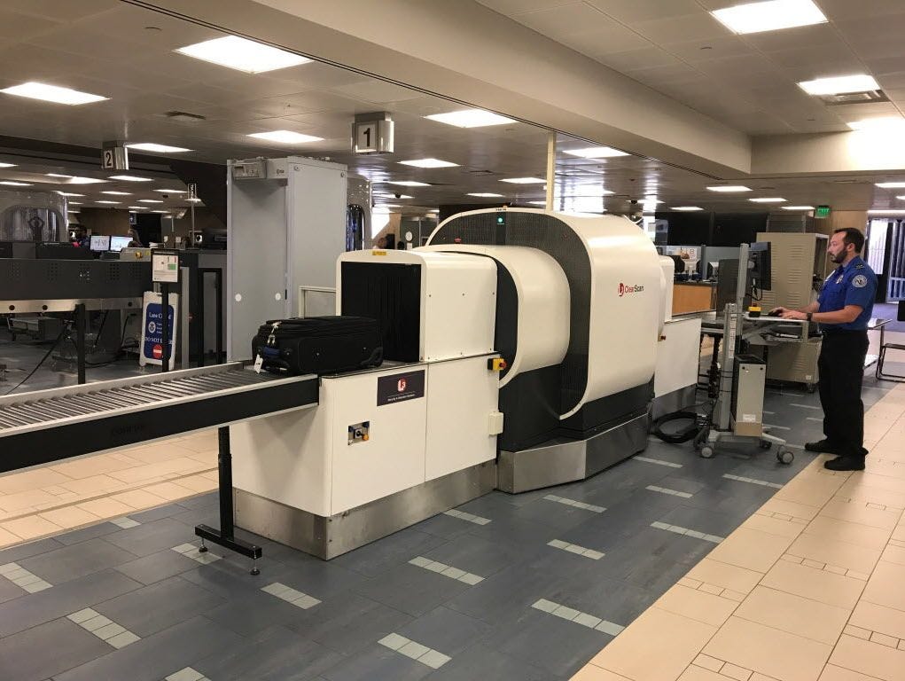 The new CT scanner for carry-on bags being tested at Phoenix Sky Harbor International Airport's Terminal 4.