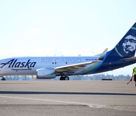 Alaska Air Group's Boeing 737-700 cargo freighter, the world's first conversion of a passenger Boeing 737-700 to a cargo plane.