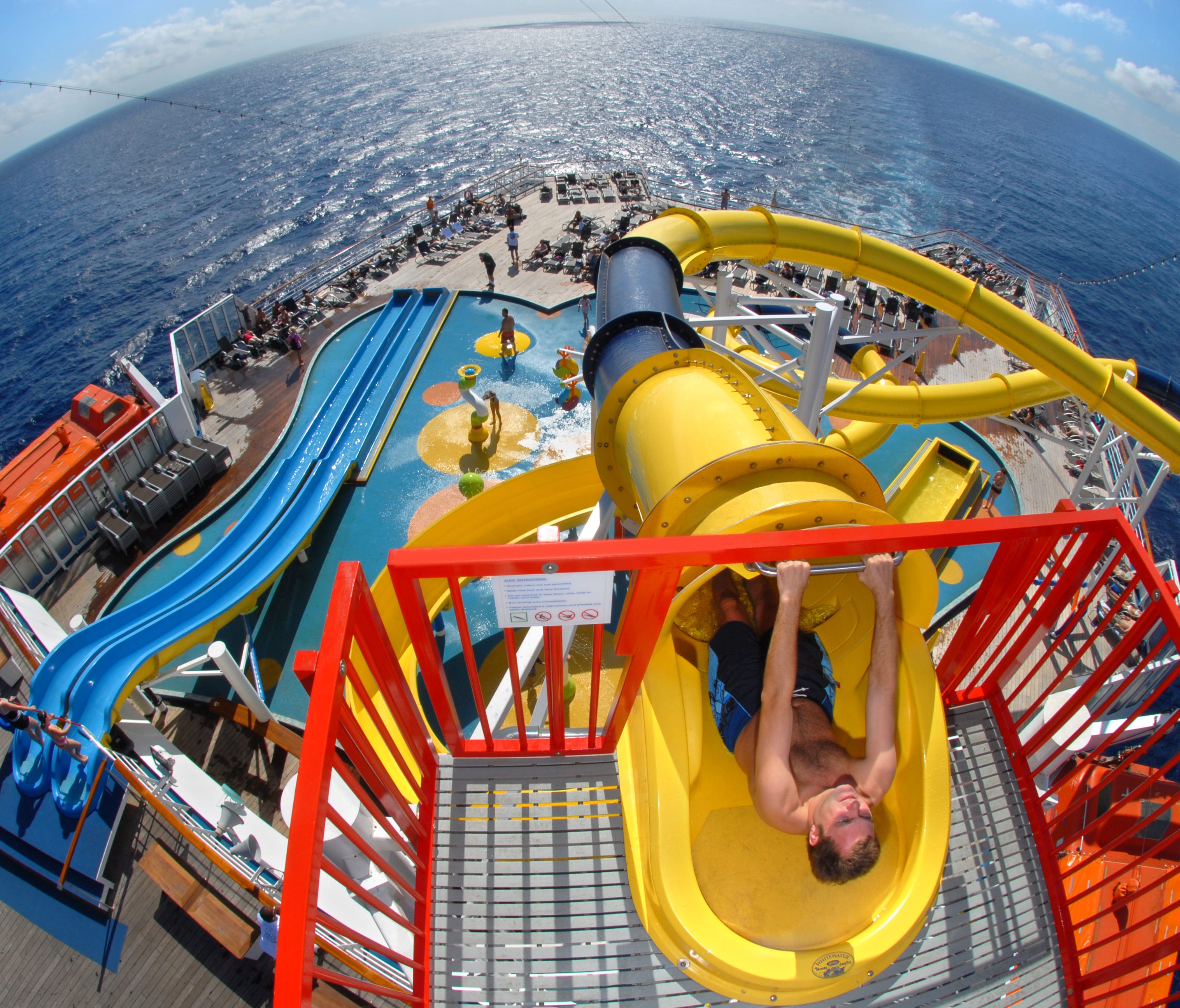 Carnival Cruise Line's Carnival Inspiration features a deck-top water park with a 300-foot-long slide.