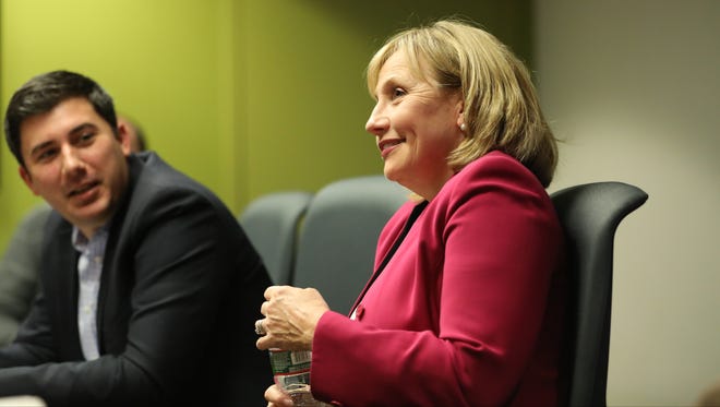 Lt. Gov. Kim Guadagno at The Record on Tuesday.