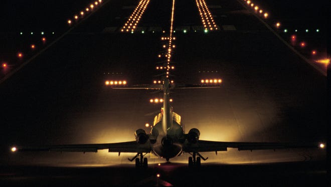 Airplanes have landing and taxi lights to provide illumination of the ...