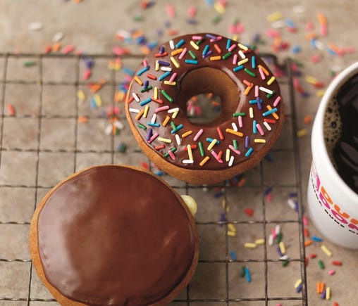 Dunkin Donuts coffee and and doughnuts