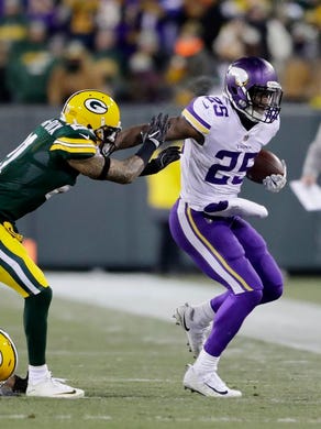 Green Bay Packers defensive back Marwin Evans (25) rushes against Green Bay Packers free safety Ha Ha Clinton-Dix (21) at Lambeau Field on Saturday, December 23, 2017 in Green Bay, Wis.