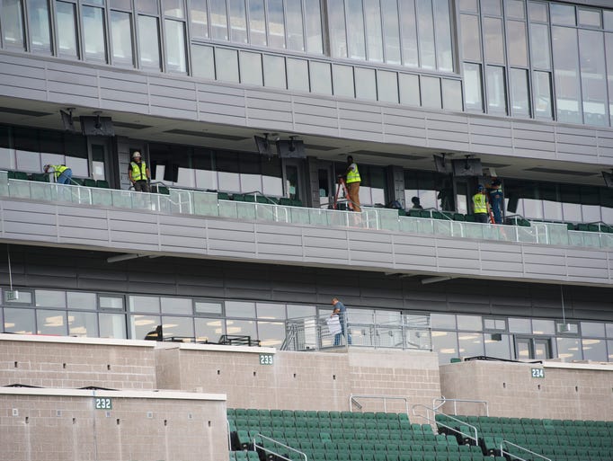Work continues on the suite level on the west side