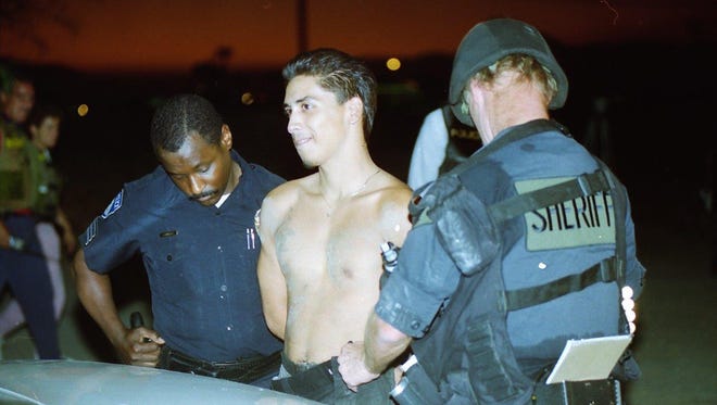 Ernesto Salgado Martinez is arrested in Indio on August 16, 1995, nearly 20 years ago. Martinez was a suspect in two murders, who barricaded himself in a trailer before finally surrounding to an army of police officers.