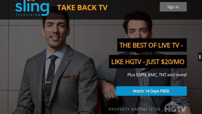 Sling TV promotional offer on an Amazon Kindle Fire HD tablet.