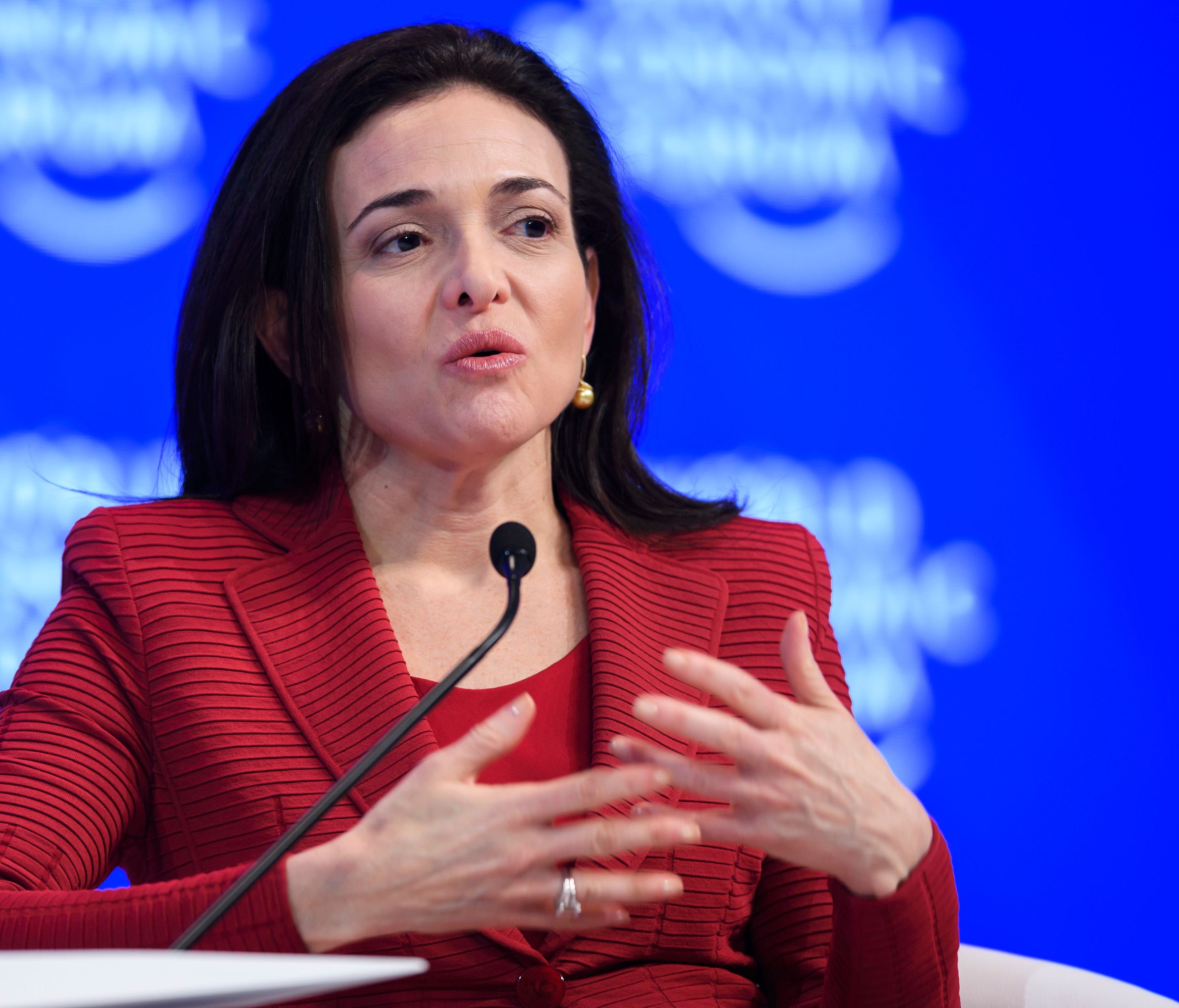 Sheryl Sandberg, Chief operating officer of Facebook, speaks during the World Economic Forum, in Davos, Switzerland, on Jan. 18.