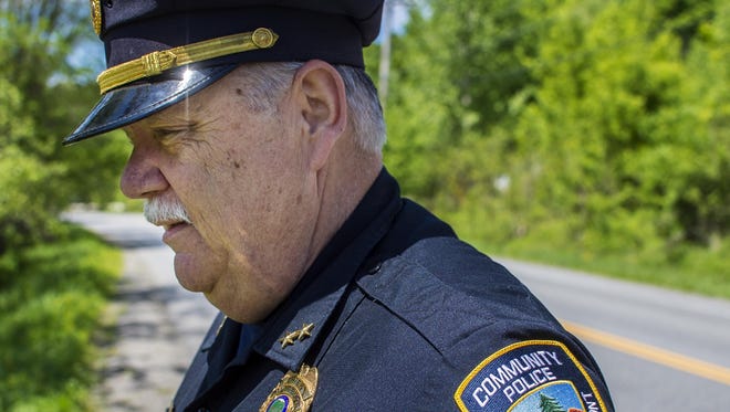 Hinesburg Police Chief Frank Koss visits the scene of an April crash that took the life of driver Joseph Marshall and cyclist Richard Tom. Marshall was speeding when he lost control of his car and killed Tom. Koss wrote a column in the Hinesburg Record to share his candid perspective on the crash.