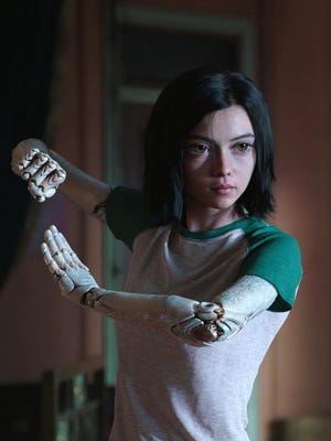 Alita, voiced by Rosa Salazar, in a scene from "Alita: Battle Angel."