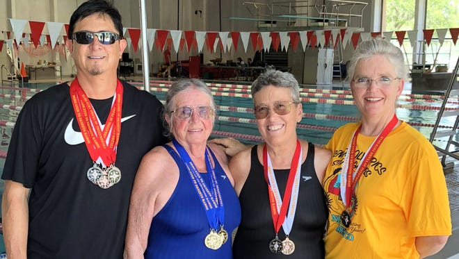 Pictured, from left, are local Senior Olympic Games national qualifiers from 2018, Ben Young, Yenny van Dinter, Pamela Gulbrandson and Teresa Ortiz.