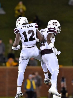 Mississippi State's Jamal Peters (12) was part of an impressive class in the secondary last year for the Bulldogs.
