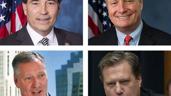 Four Ohio Republicans in Congress, clockwise from top left, Rep. Troy Balderson of Zanesville, Rep. Dave Joyce of Geauga County, Rep. Mike Turner of Dayton and Rep. Steve Stivers of Columbus, joined House Democrats in voting for a measure Saturday providing an additional $25 billion to the U.S. Postal Service.