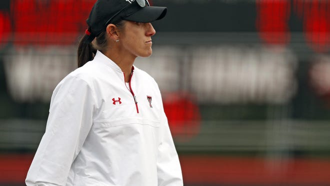 Texas Tech coach Adrian Gregory watches her players during a Big 12 Conference game April 6, 2018 against Baylor at Rocky Johnson Field. Gregory announced in statement, "At this time, I have found it best to part ways with Texas Tech University and its softball program."