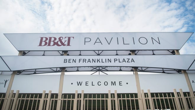 Exterior of the BB&T Pavilion in Camden.  08.06.16