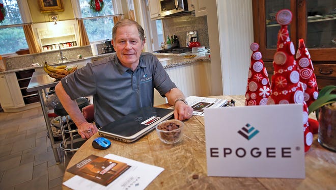David Rowe, with Chocolate Finesse, talks about working with the fat substitute called Epogee, which has been approved for use in foods from chocolate to baked goods, while sitting in his company headquarters, in his Meridian Kessler home, Wednesday, November 30, 2016.
