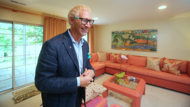 Interior designer and decorator Gregory Allan Cramer in the media room of his Yonkers home June 15, 2015.