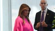 First lady Melania Trump stood out in a fuchsia-pink