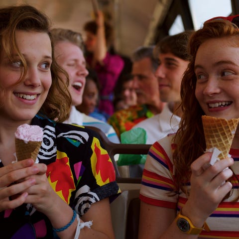 Millie Bobby Brown, Sadie Sink in a scene from...