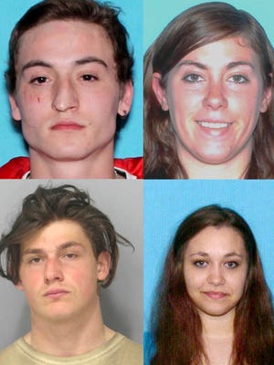 Murder suspects Jordan Paul (clockwise from top left), Allison Gee, Myia Barber and Erik Averill. The four were arrested in San Diego in 2016.