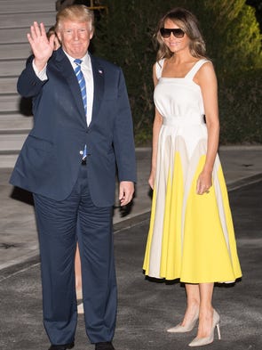 First lady Melania Trump chose a striking midi sun