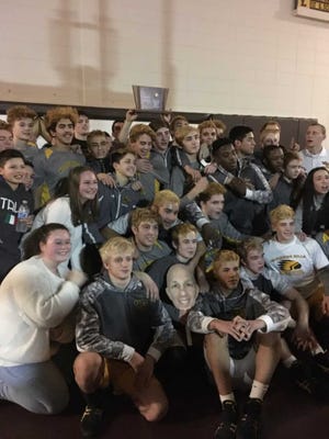 The Watchung Hills wrestling team poses after winning the North 2 Group V title on Feb. 9, 2018.