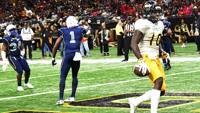 Grambling wide receiver Chad Williams scores a touchdown in Saturday's 52-30 win over Southern in the Bayou Classic.