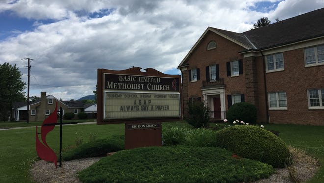 Basic United Methodist Church in Waynesboro, Va., which was vandalized earlier this week. Photo taken Friday, May 26, 2017.