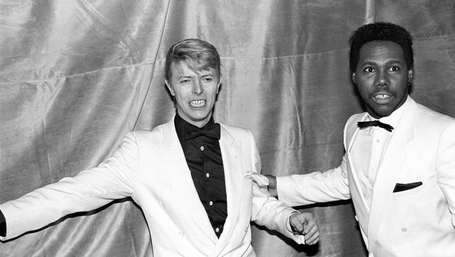 David Bowie with Nile Rodgers of Chic at the Frankie Crocker Awards at the Savoy in New York in 1983.