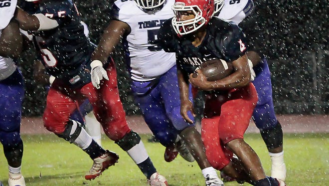Oakland's Lazarius Patterson scored four touchdowns in the Patriots 49-6 win over Haywood.