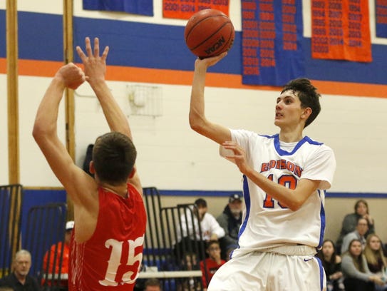 Nate Chorney takes a shot for Thomas A. Edison on Jan.
